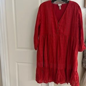 Red sundress mid length